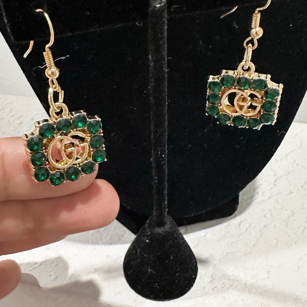 Elegant Gold and Green Earrings